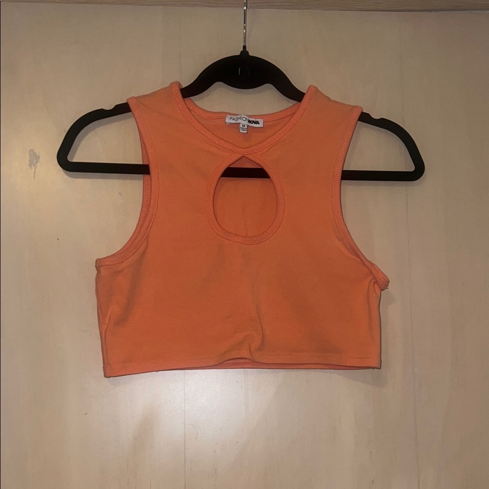 Fashion Nova Orange Front Keyhole Crop Top